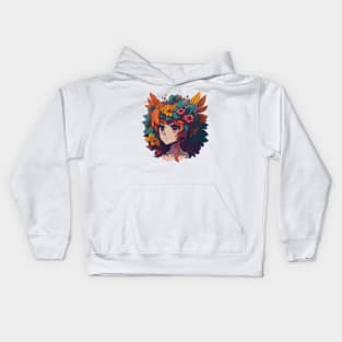 Floral Crown Girl Kids Hoodie